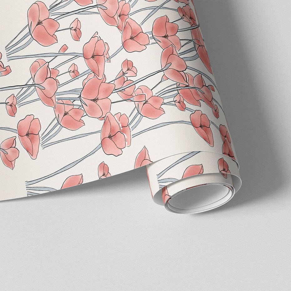 Tapeta - kwiaty, łodygi, wzór