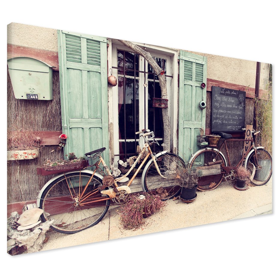 Obraz na płótnie - rowery, fasada, ulica