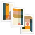 Zestaw obrazy w ramie, plakaty - geometryczne, abstrakcja, minimalizm - rama biała