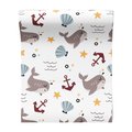 Tapeta - dziecięca, wieloryb, kotwica, muszla