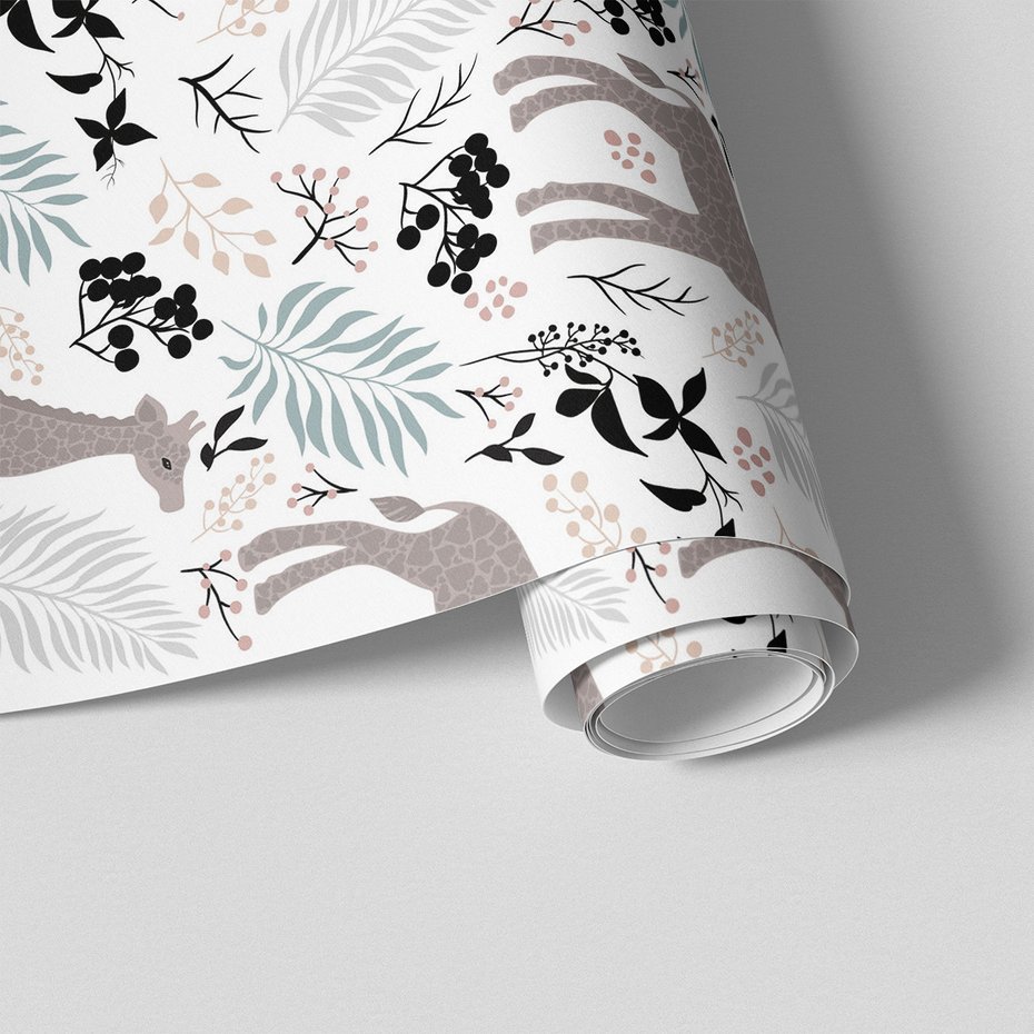 Tapeta - żyrafy, liście, jagody