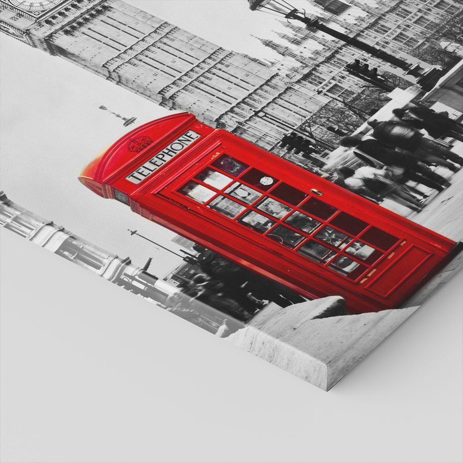 Obraz na płótnie - Londyn, Big Ben, budka telefoniczna