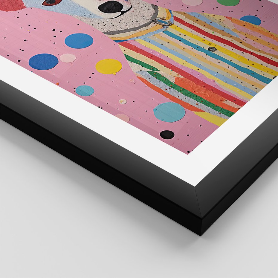 Zestaw obrazy w ramie, plakaty - zwierzęta, psy, kolorowe - rama czarna