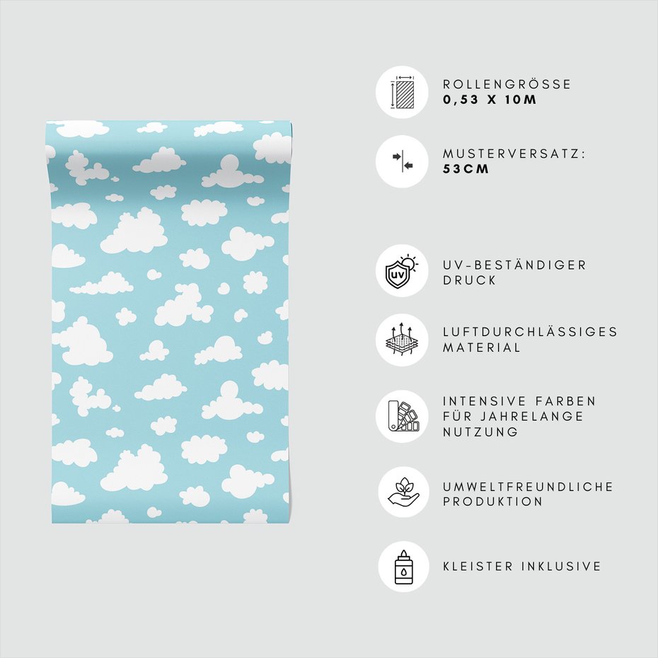 Tapeta - dziecięca, chmury, niebo,