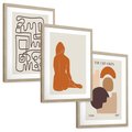 Zestaw obrazy w ramie, plakaty - abstrakcja,linie,figury - rama drewno