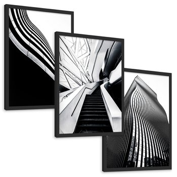 Zestaw obrazy w ramie, plakaty - architektura, budynki, miejski - rama czarna