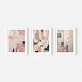 Zestaw obrazy w ramie, plakaty - abstrakcja, pastelowe, geometryczne - rama biała
