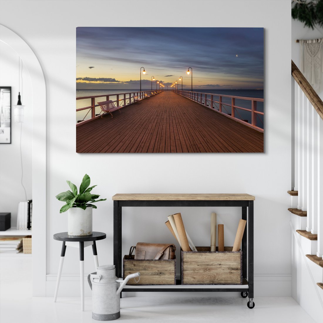 Obraz na płótnie - molo, morze, zmierzch