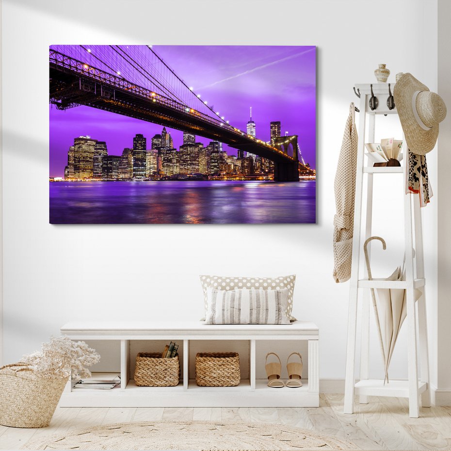 Obraz na płótnie - most, miasto, noc