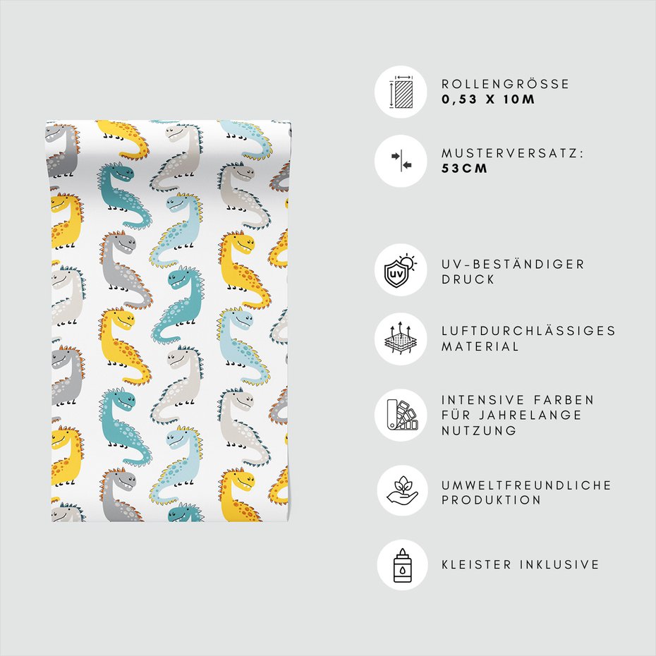 Tapeta - dziecięca, dinozaury, wzór, tło