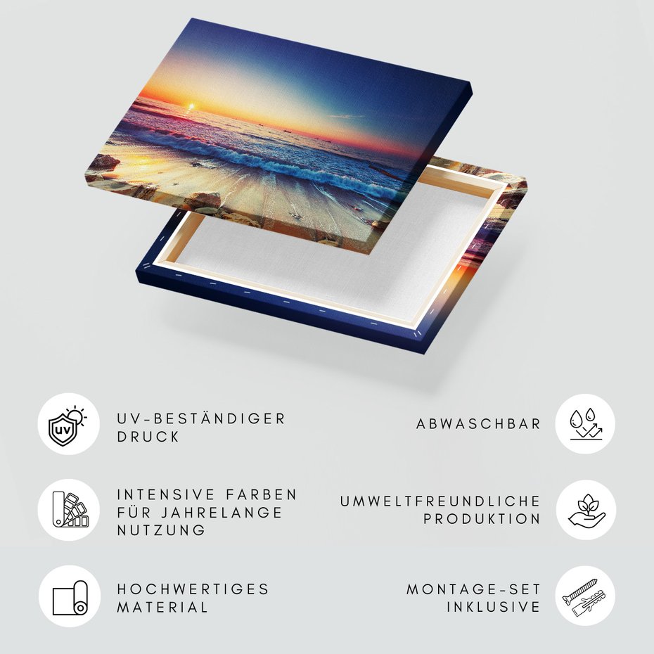 Obraz na płótnie - plaża, morze, zachód słońca