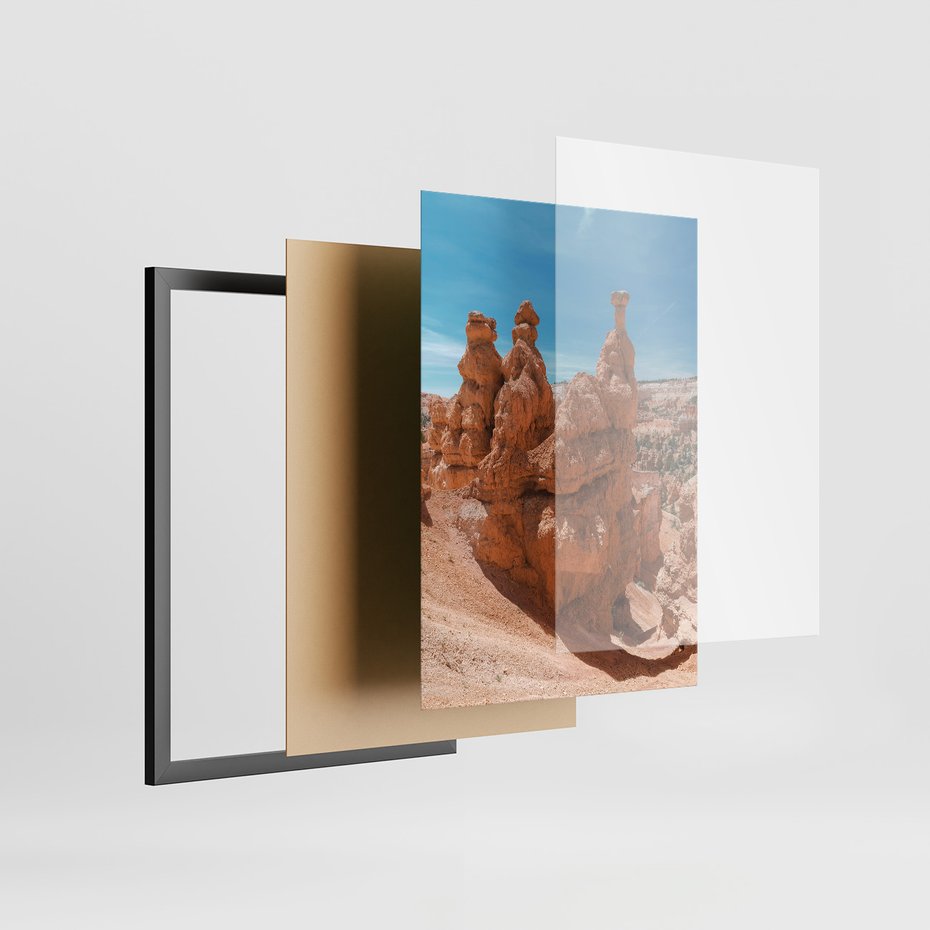 Zestaw obrazy w ramie, plakaty - formacje skalne, kanion, kaktusy - rama czarna