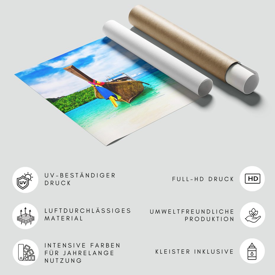 Fototapeta - łódź, plaża, morze