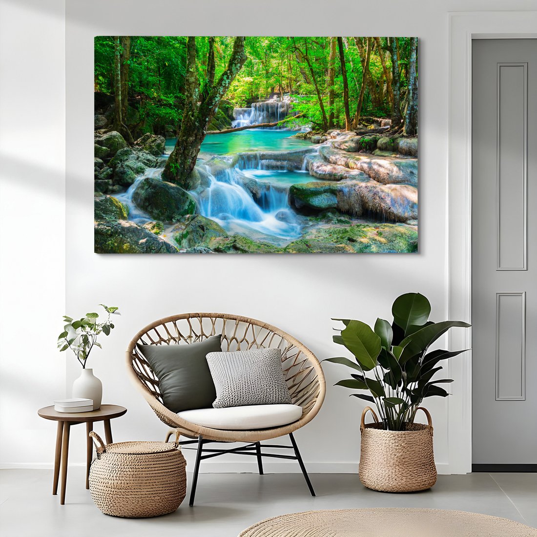 Obraz na płótnie - wodospad, las, woda