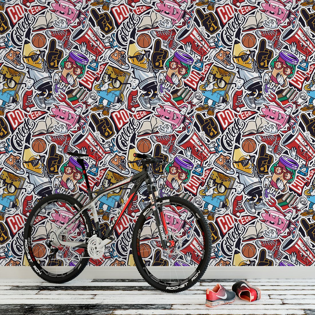 Tapeta - szkoła, książki, sport