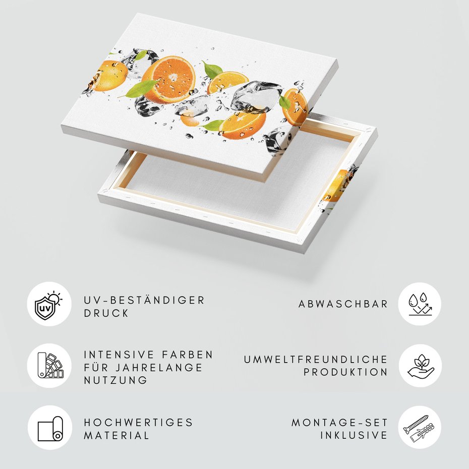 Obraz na płótnie - pomarańcze, lód, owoce