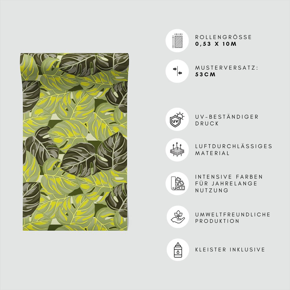 Tapeta - liście, monstera, tropikalny