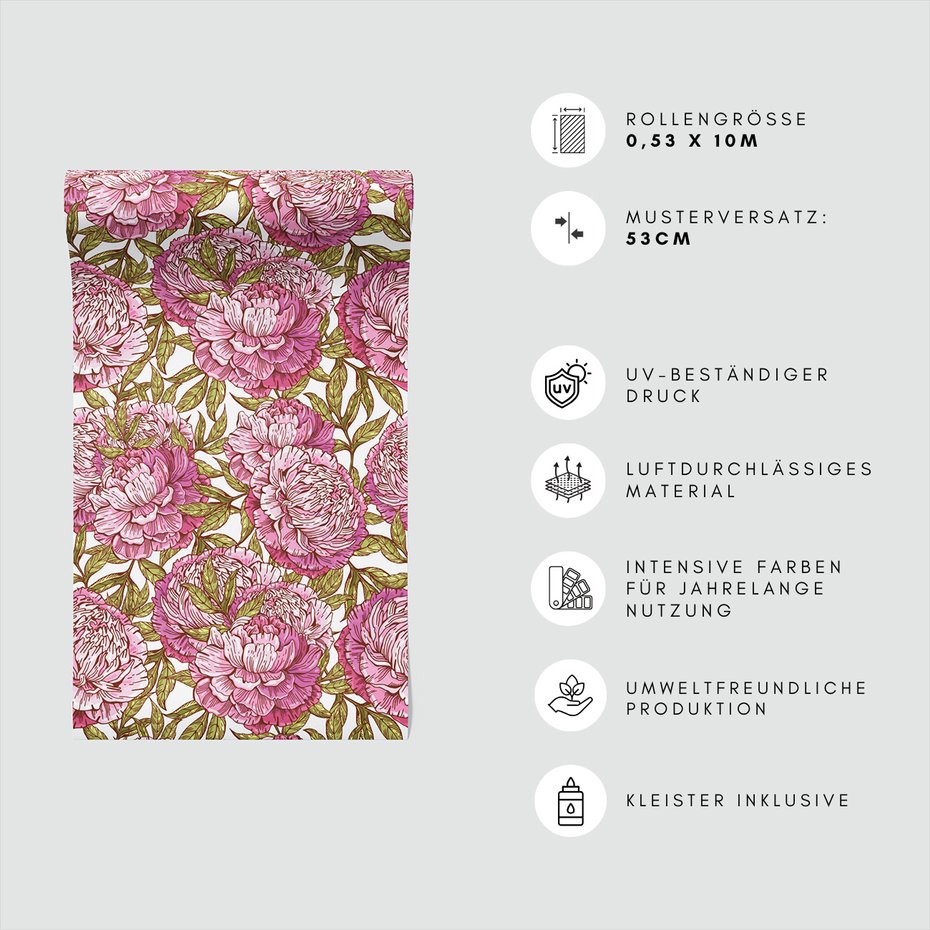 Tapeta - kwiaty, liście, rysunek