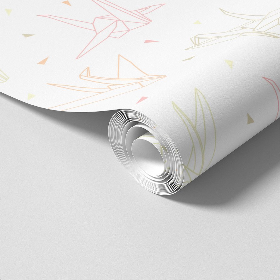 Tapeta - origami, żurawie, trójkąty