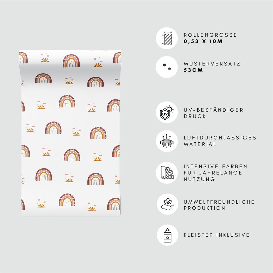 Tapeta - dziecięca, tęcza, słońce, kropla