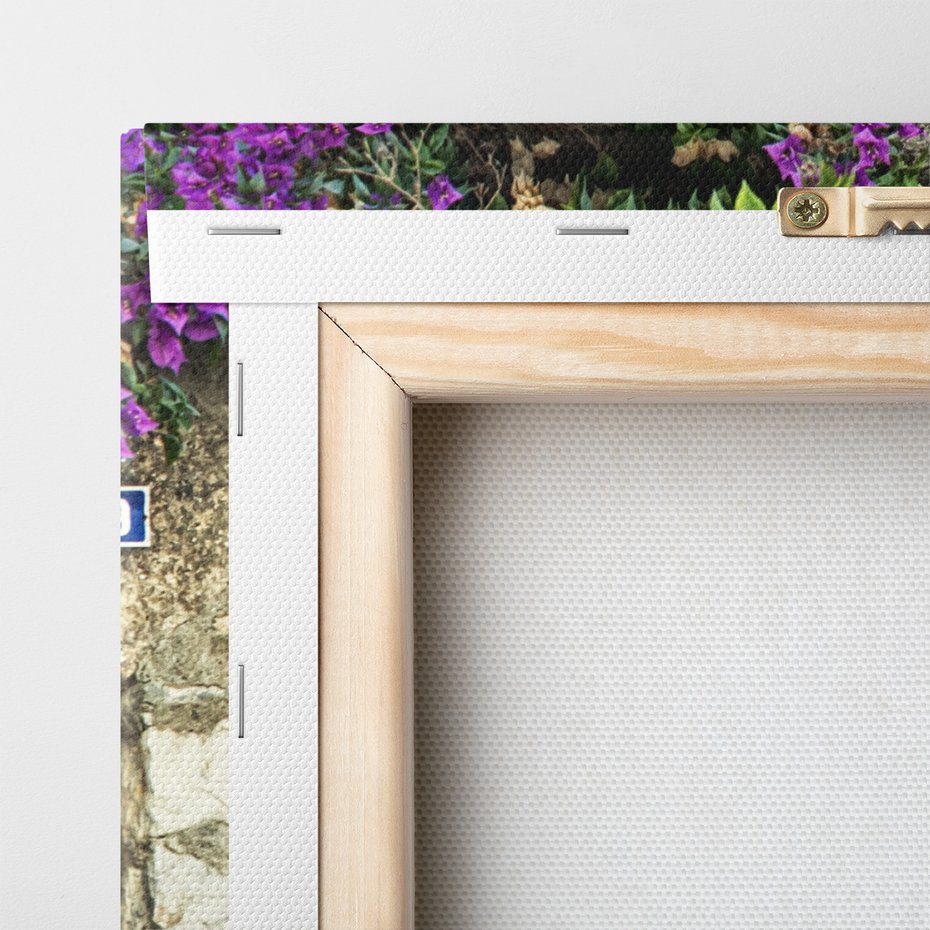 Obraz na płótnie - drzwi, kwiaty, kamień