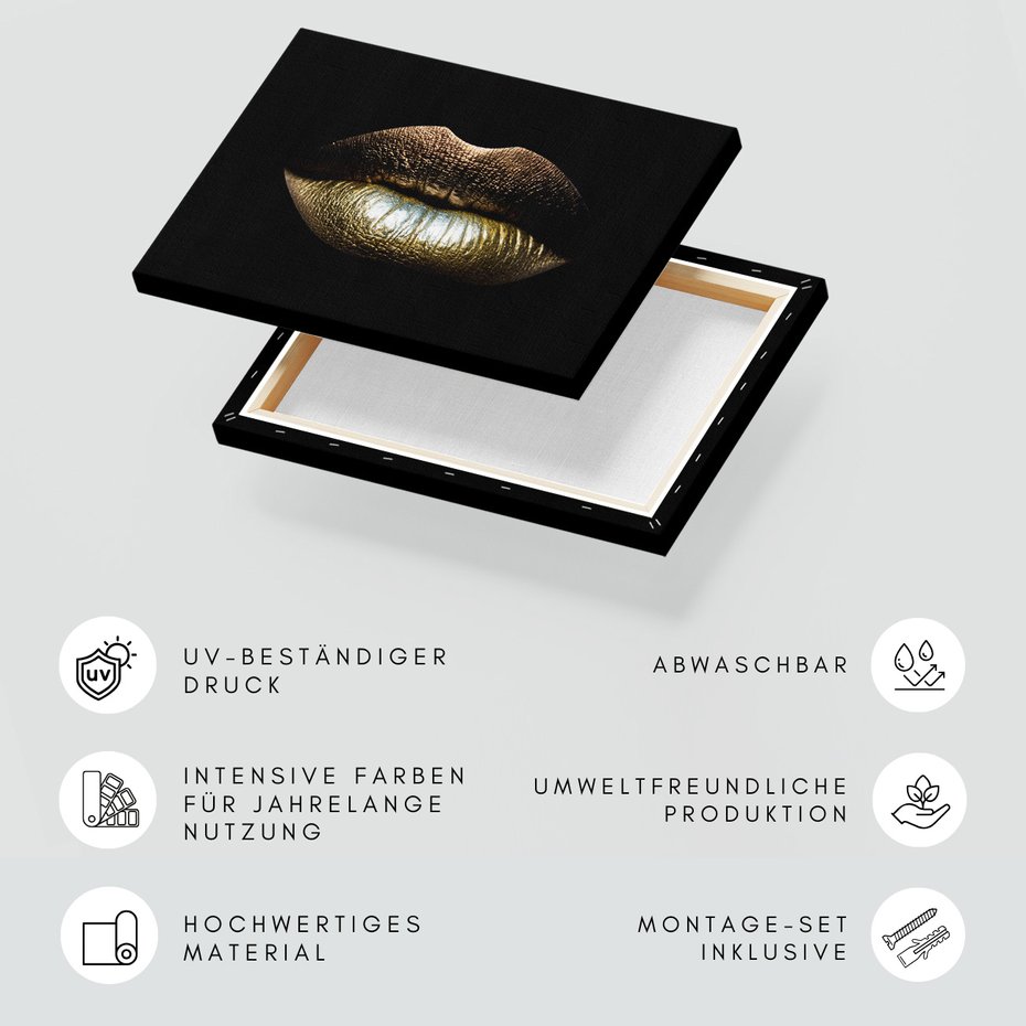 Obraz na płótnie - usta, złoto, blask