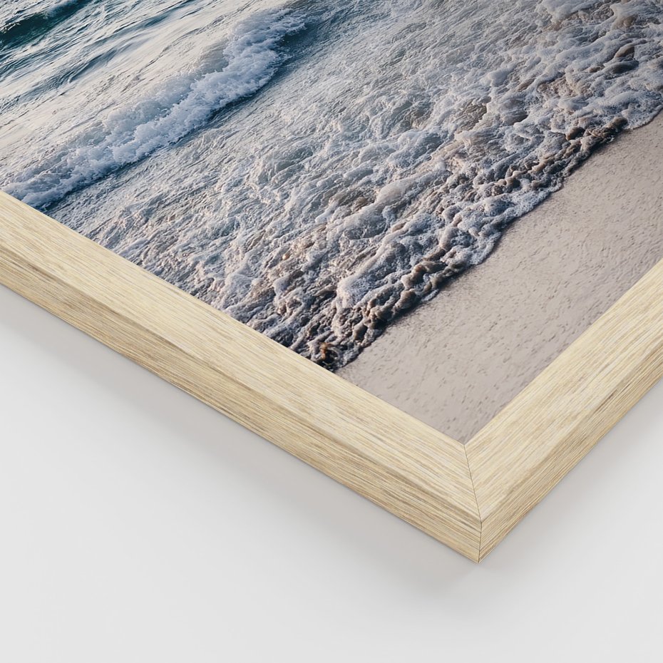 Zestaw obrazy w ramie, plakaty - plaża, morze, piasek - rama drewno