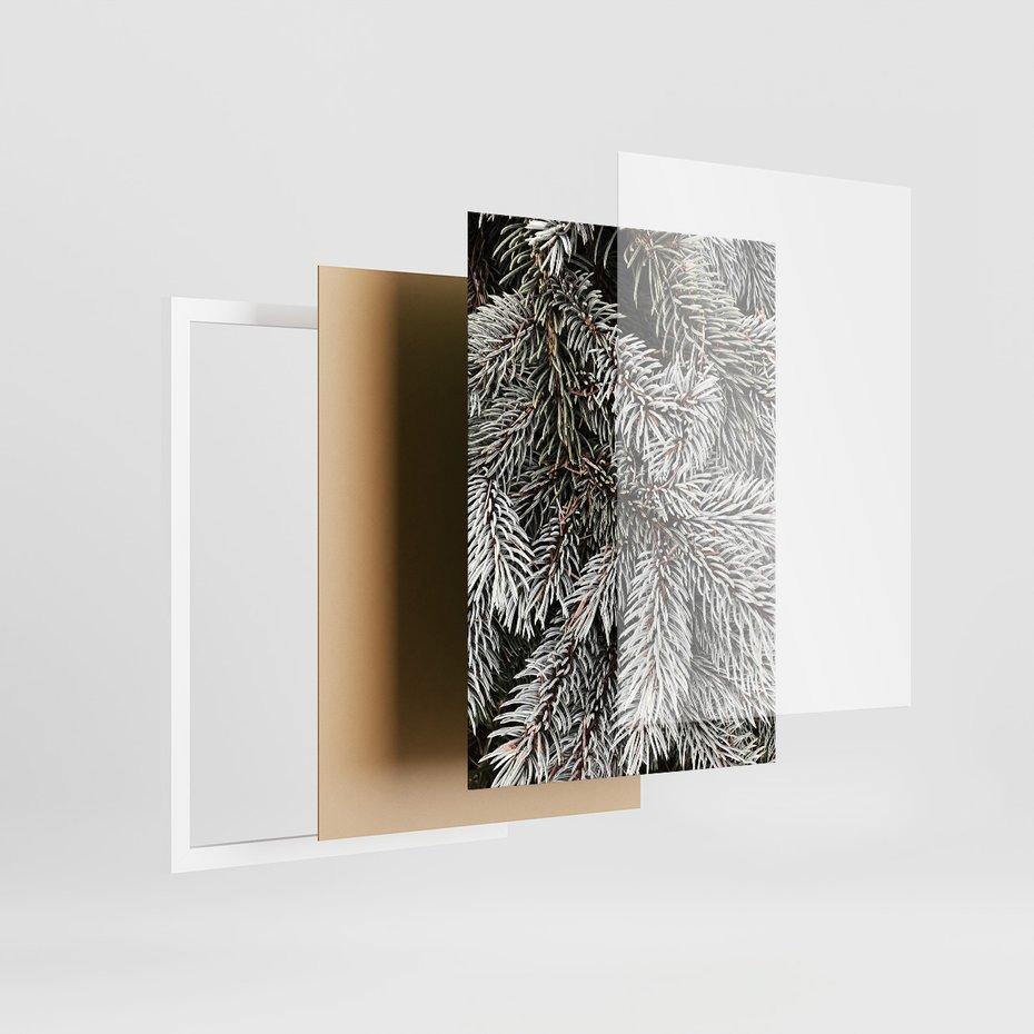 Zestaw obrazy w ramie, plakaty - zima, śnieg, las - rama biała