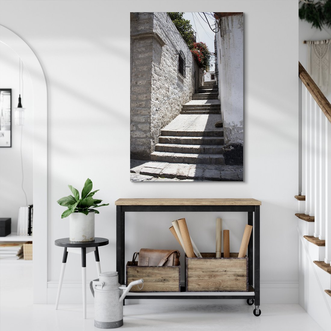 Obraz na płótnie - uliczka, schody, miasto