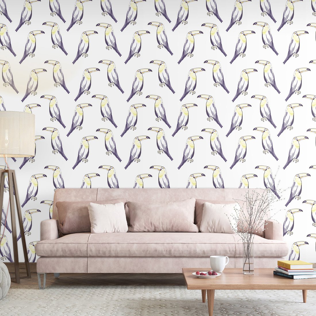 Tapeta - tukan, ptak, ilustracja