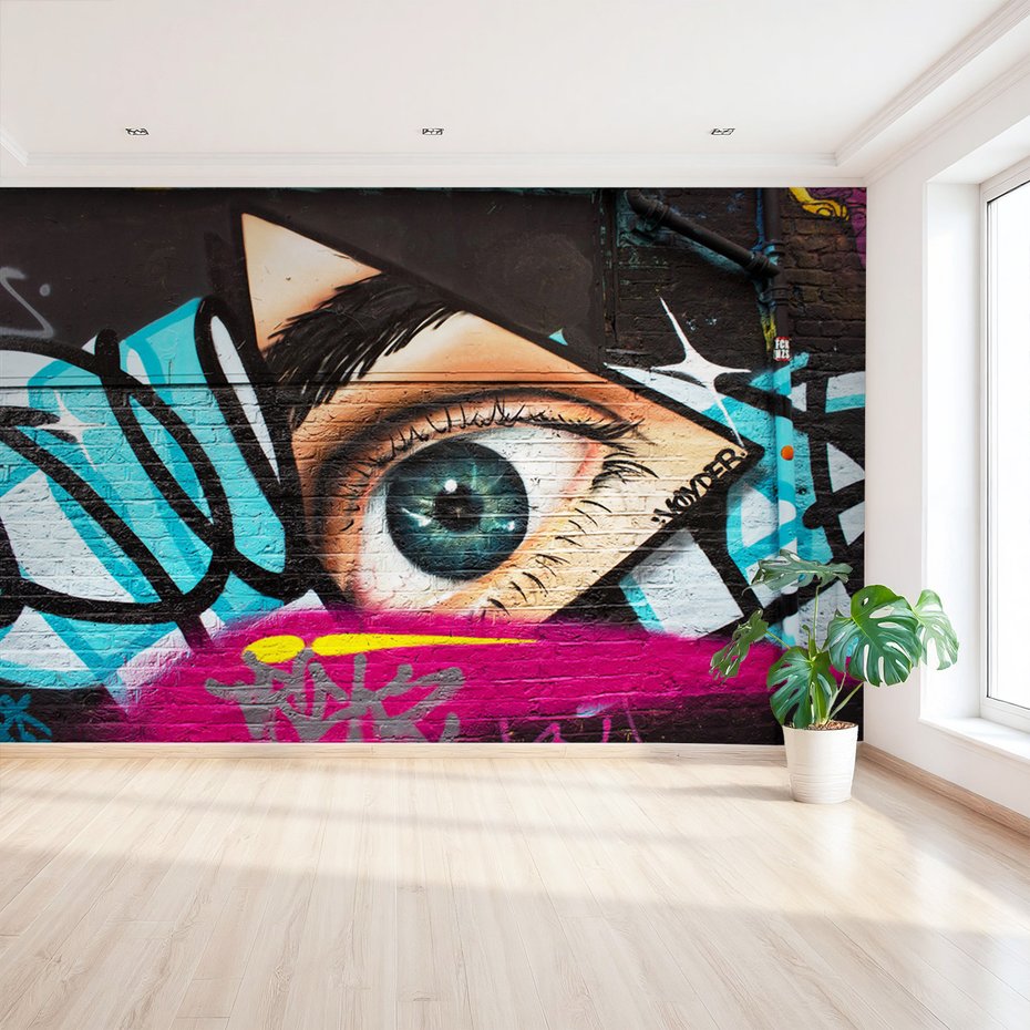 Fototapeta - graffiti, oko, ściana