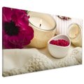 Obraz na płótnie - świece, kwiat, relaks