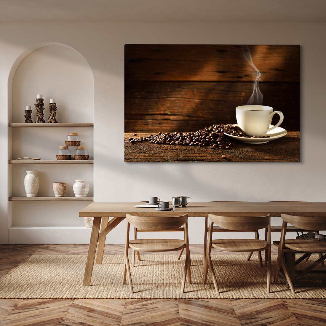 Obraz na płótnie - kawa, ziarna, filiżanka