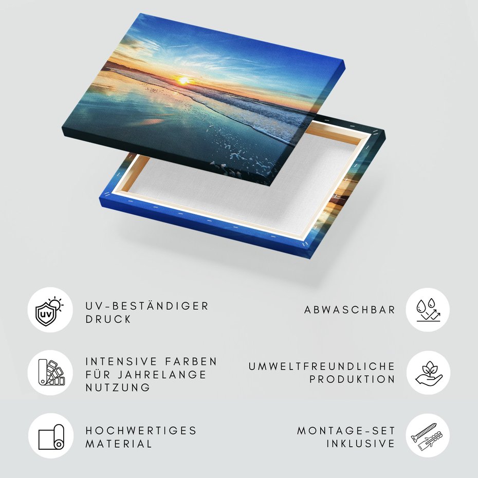 Obraz na płótnie - plaża, morze, zachód słońca