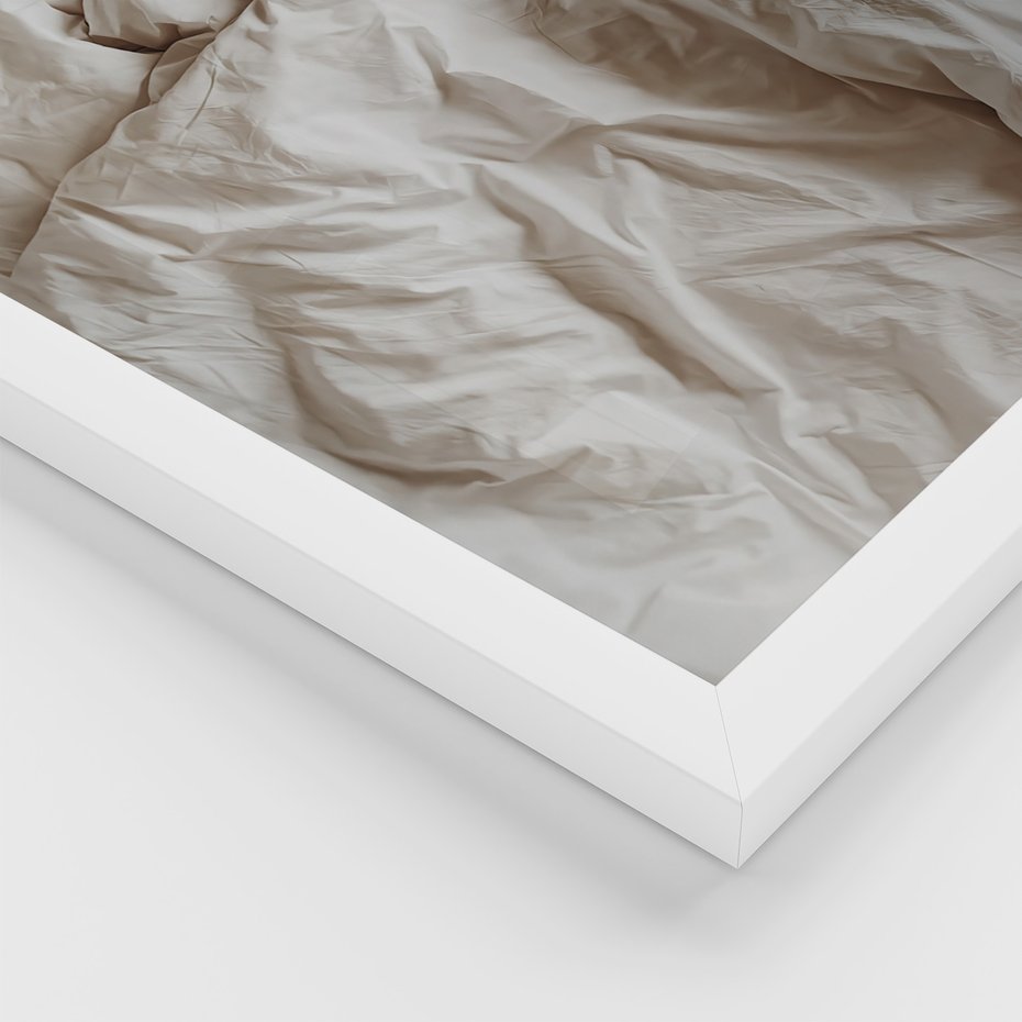 Zestaw obrazy w ramie, plakaty - pościel, kawa, relaks - rama biała