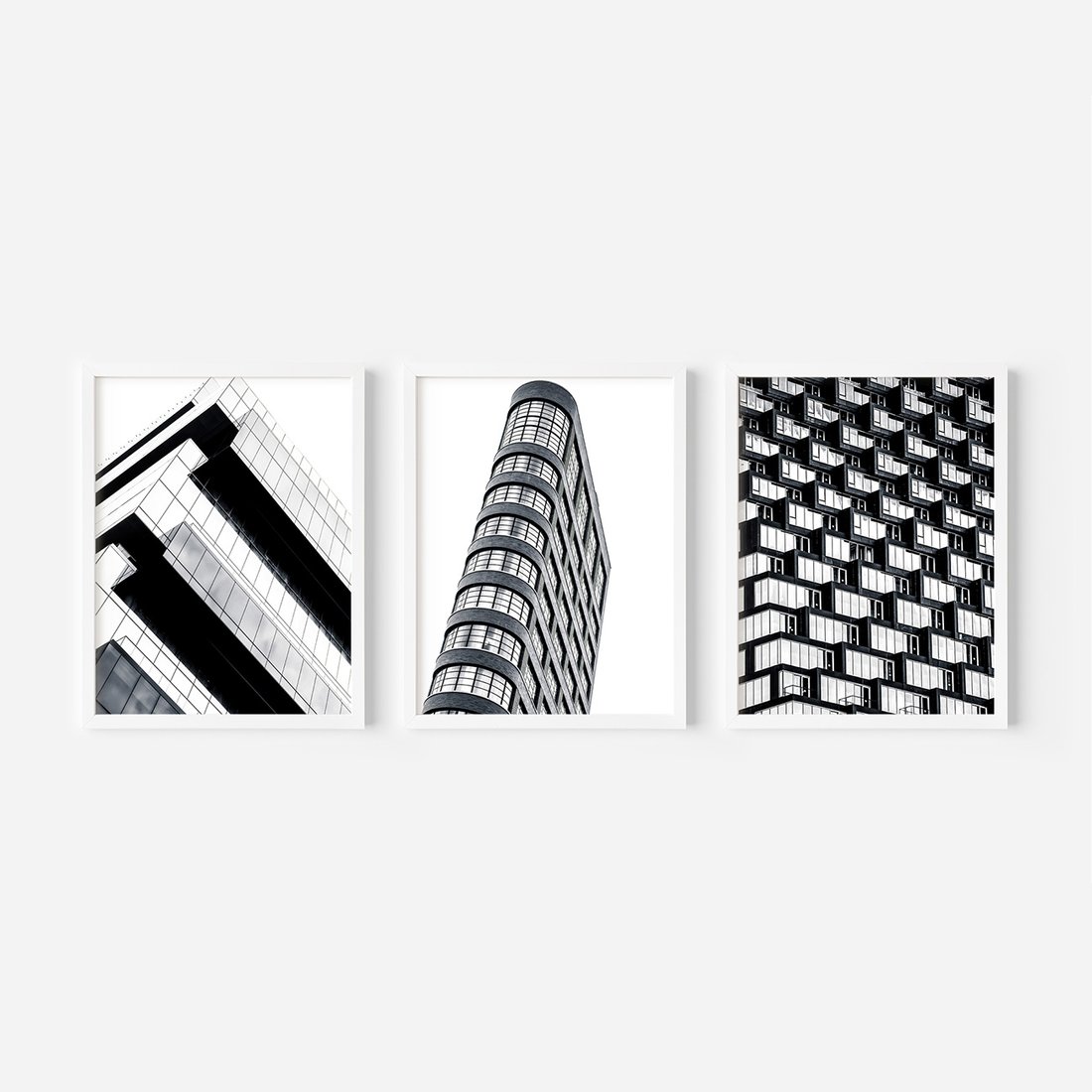 Zestaw obrazy w ramie, plakaty - architektura, budynki, miasto - rama biała