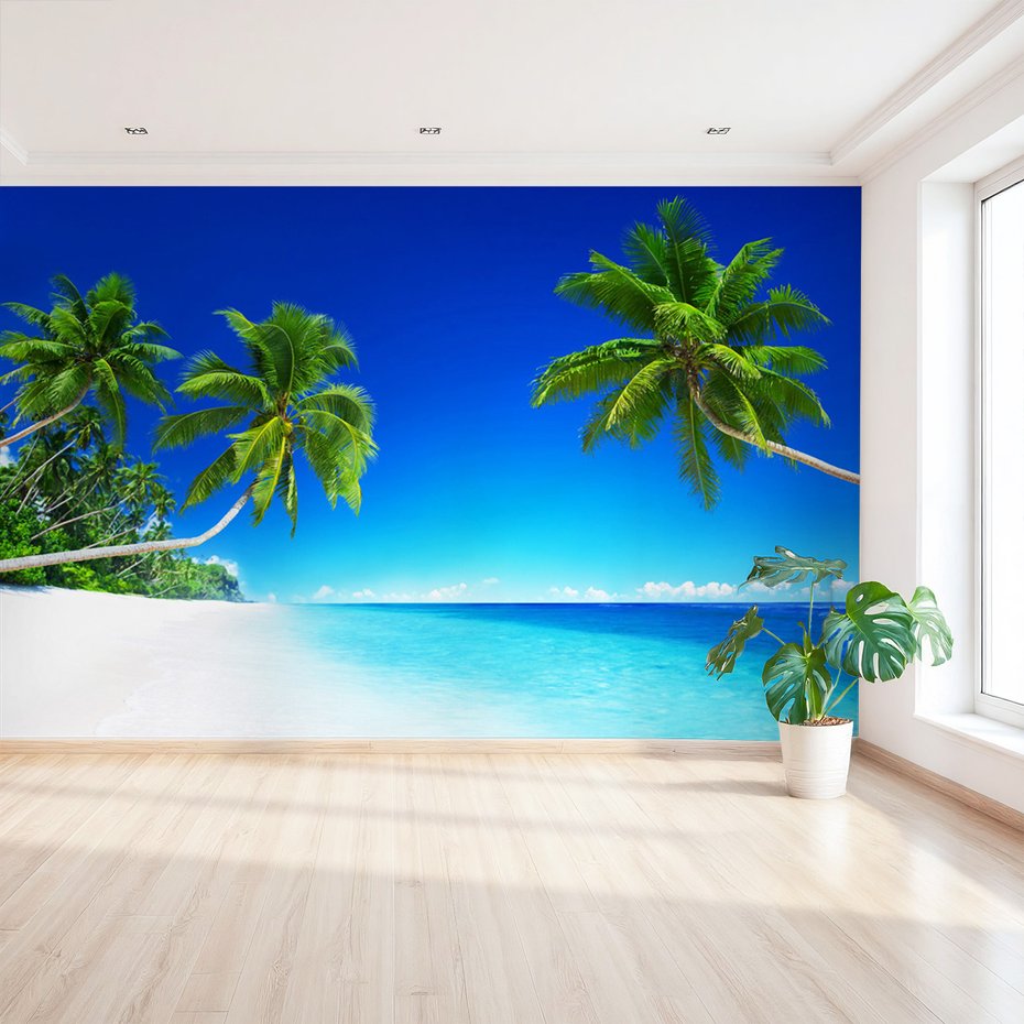 Fototapeta - plaża, palmy, morze