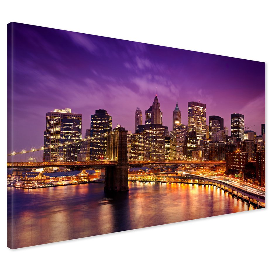 Obraz na płótnie - miasto, most, noc
