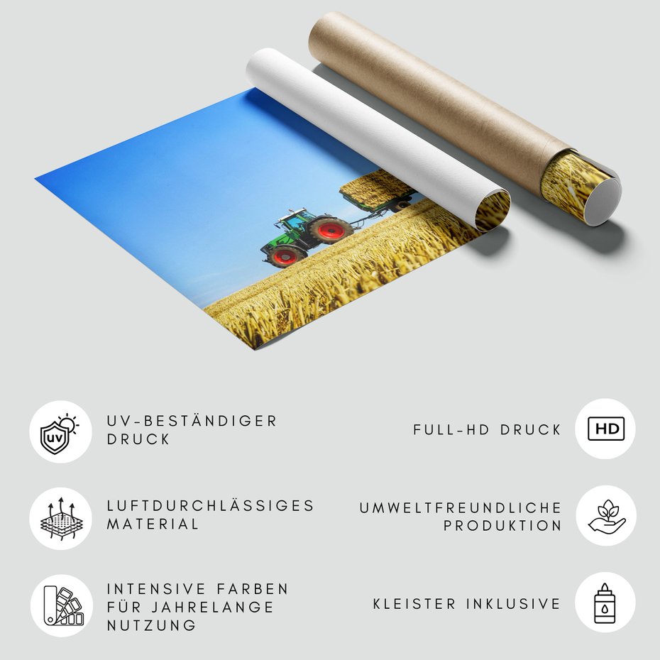 Fototapeta - ciągnik, rolnictwo, pole