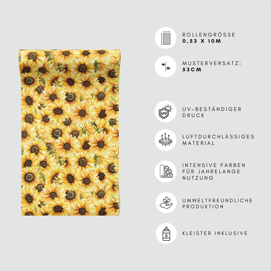 Tapeta - słoneczniki, płatki, liście