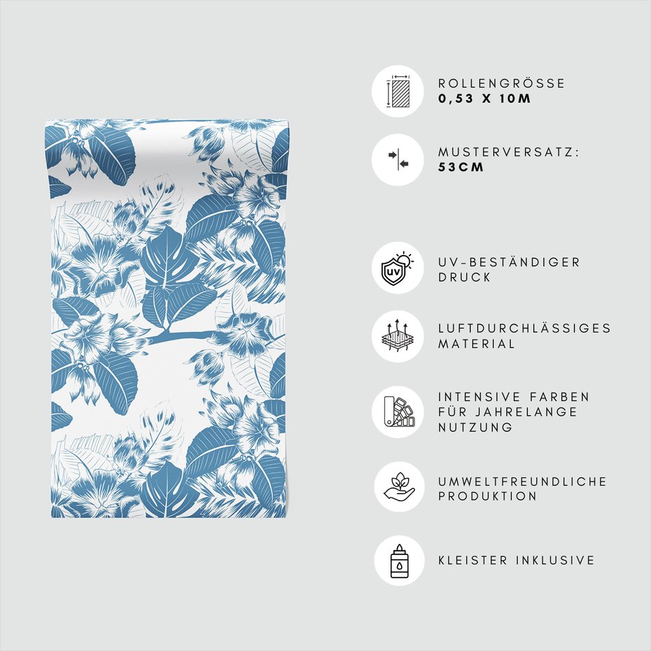 Tapeta - kwiaty, liście, wzór