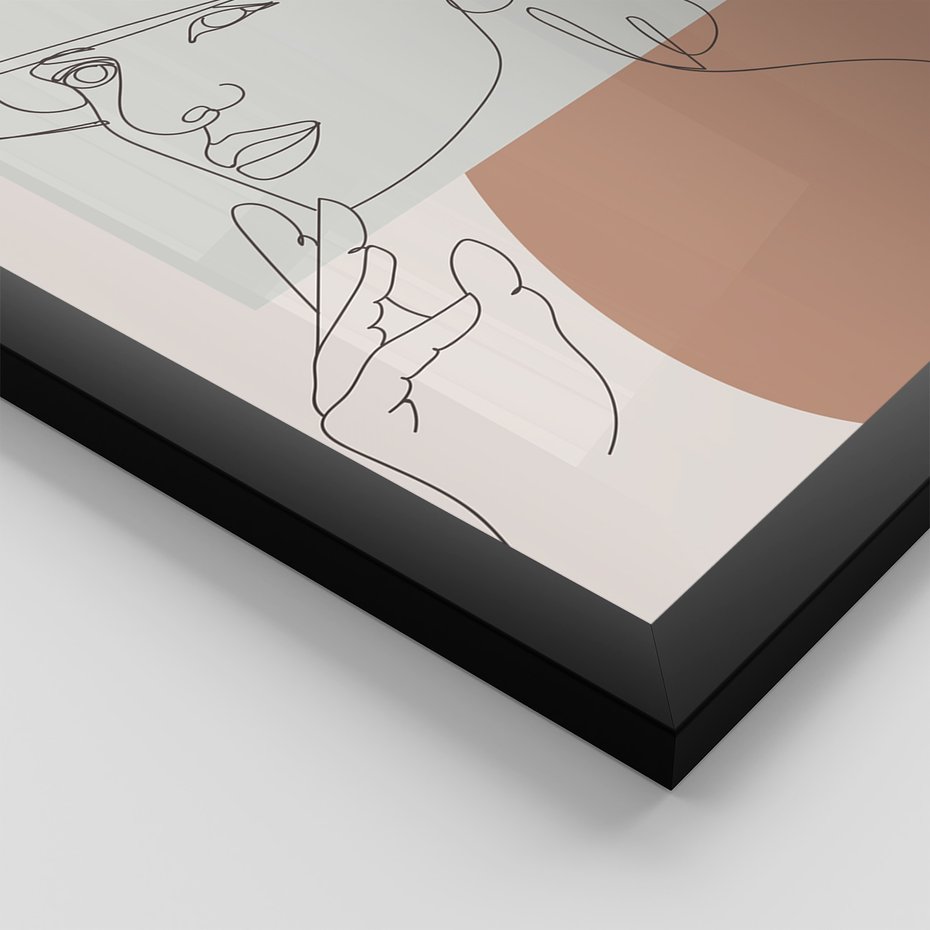 Zestaw obrazy w ramie, plakaty - kobieta, kapelusz, portret - rama czarna