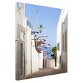 Obraz na płótnie - uliczka, kwiaty, biały