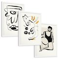 Zestaw obrazy w ramie, plakaty - abstrakcja, rysunek, minimalizm - rama biała
