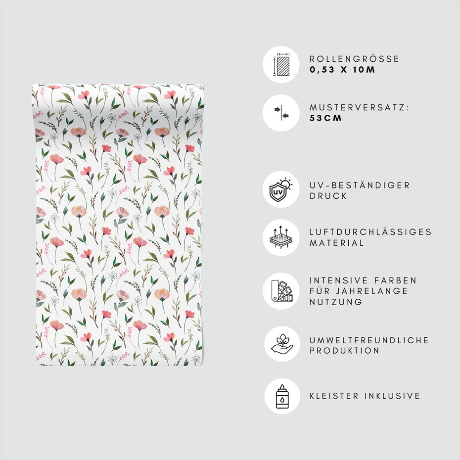 Tapeta - kwiaty, liście, gałązki