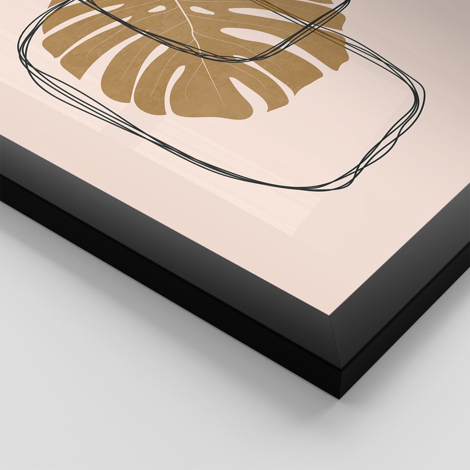 Zestaw obrazy w ramie, plakaty - liście, monstera, abstrakcja - rama czarna