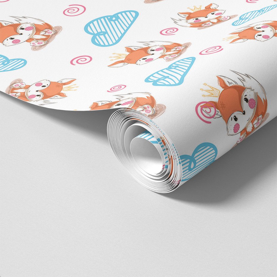 Tapeta - dziecięca, lisy, korona, chmury