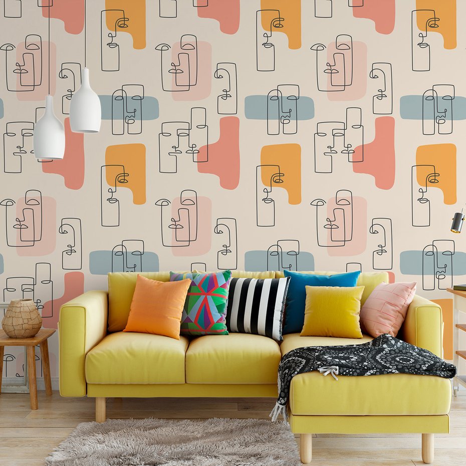 Tapeta - twarze, abstrakcja, linie