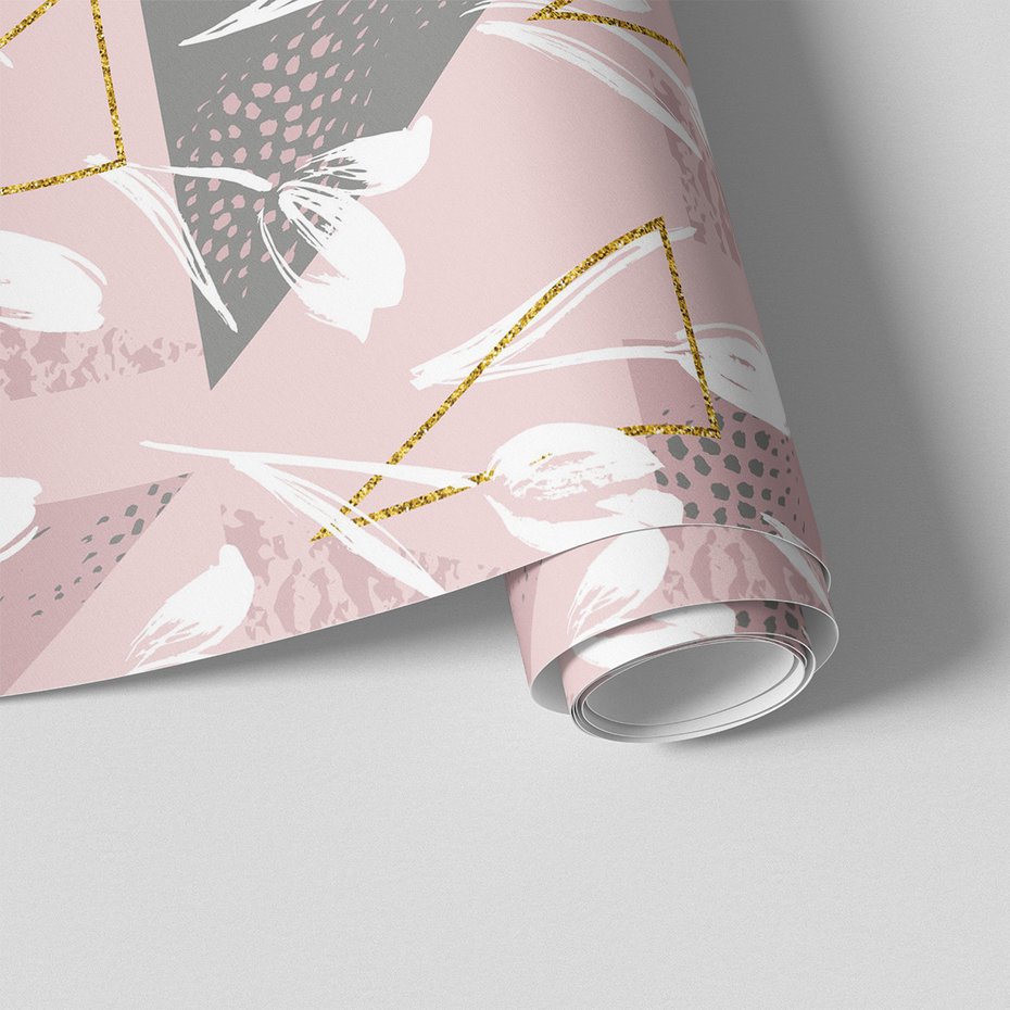 Tapeta - kwiaty, trójkąty, abstrakcja