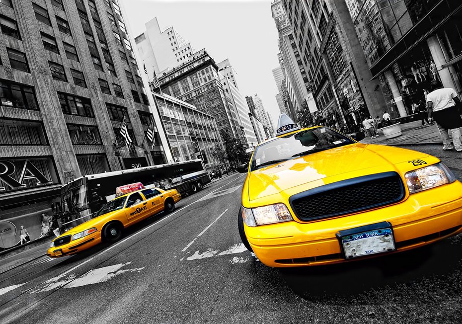 Fototapeta - taksówka, miasto, ulica